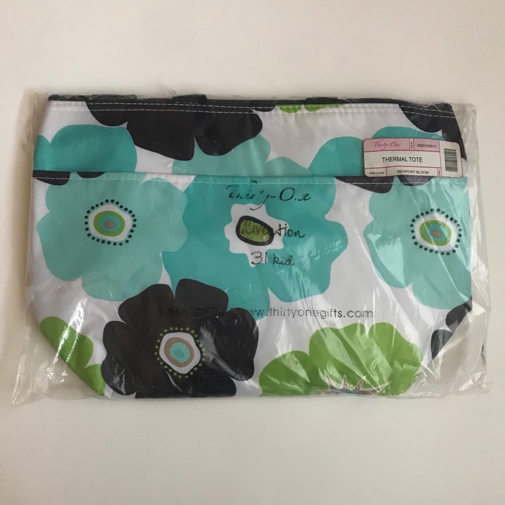 Thirty- One Thermal Totes in white and teal floral